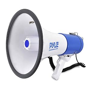 Image of Pyle Megaphone Speaker PA Bullhorn with Built-in Siren - 50 Watts Adjustable Volume Control and 1200 Yard Range - Ideal for Football, Baseball, Basketball Cheerleading Fans & Coaches or for Safety