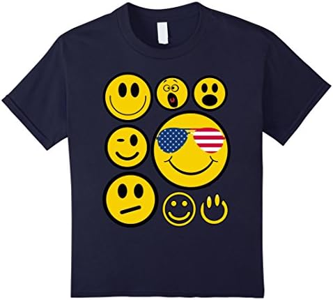 Kids Emoji Pack Combo Smiley Face T-shirt 12 Navy