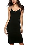 Bluetime Women's Sexy V Neck Sleeveless Strap Spin Slip Straight Dress Sleepwear (XL, Black)