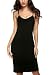 Bluetime Women's Sexy V Neck Sleeveless Strap Spin Slip Straight Dress Sleepwear (XL, Black)