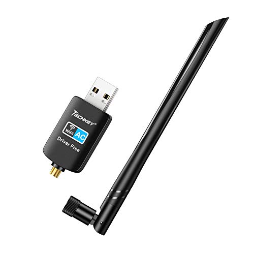 WiFi Adapter 600mbps，Techkey Wireless USB Adapter Dual Band 2.4GHz/5GHz LAN Card 802.11ac Network Card for Desktop Laptop PC Support Windows 10/8.1/8 / 7 / XP/Vista