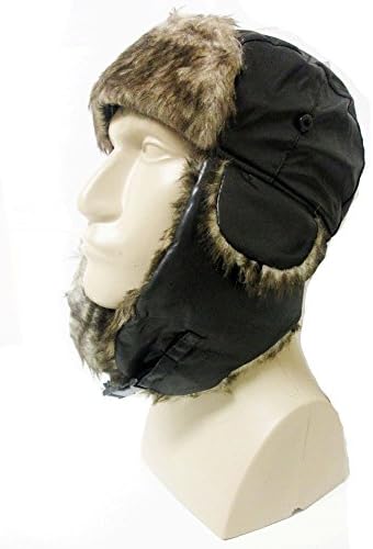Trapper Aviator Russian Trooper Ski Hat Fur Earflap Winter Snow Unisex Hat Black