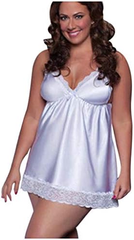 Kehen Plus Size Women's Pajamas Satin Lingerie Nightgown Spaghetti Strap Sleepwear Slik Chemise Mini Nightwear