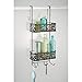 mDesign Metal Over Door Bathroom Tub & Shower Caddy, Hanging Storage Organizer Center - Holds Shampoo, Conditioner, Body Wash, Razor, Dry Towel - 2 Baskets, 8 Hooks, Floral Design - Bronze