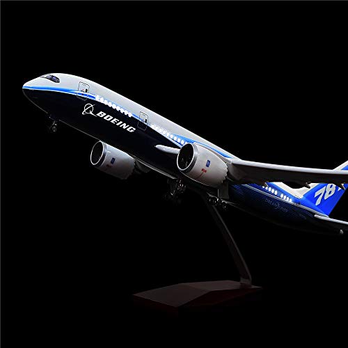 24-Hours 18” 1:130 Scale Model Jet Boeing 787 Aircraft Model Kits Display Diecast Airplane for Adults with LED Light(Touch or Sound Control)