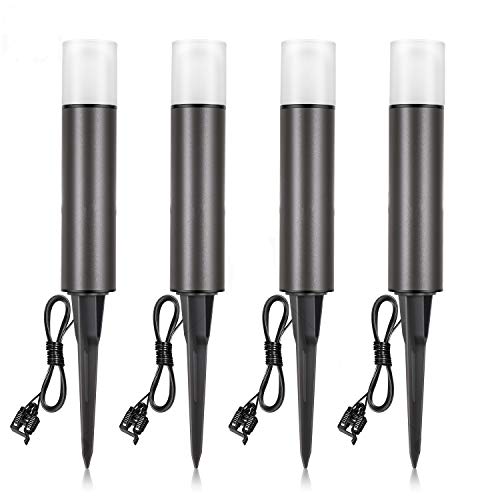 Outdoor Landscape Lighting Low Voltage Garden Landscape Lights Pathway Lights Yard Lights Driveway Lights, Aluminum Construction Waterproof 12V 3W 3000K Warm-Yellow Light(4-Pack)