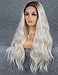 K'ryssma Platinum Blonde Wig with Dark Roots Natural Looking Ombre White Wigs for Women Long Wavy Fashion Synthetic Wig