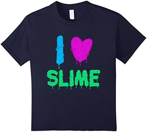 Kids I Love Slime T-Shirt Slime Lover Inspired Apparel 10 Navy