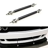 iJDMTOY (2) Universal Real Black Carbon Fiber Front Bumper Lip Splitter Strut Rod Support Bars, 5.0
