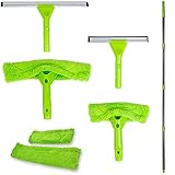 Modern Domus Neverending Reach Squeegee Window Cleaner Kit! Shower Squeegee, High Window Cleaning Tools, Car Windshield Tool Doors - Indoor/Outdoor Washing Equipment Extension Pole 4 Washer Heads
