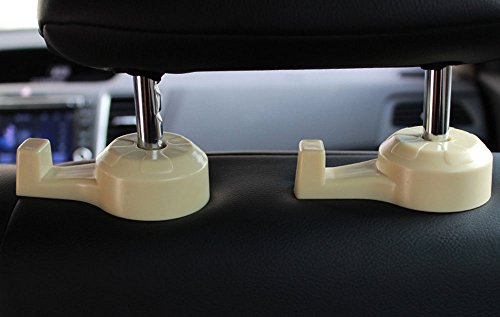 Daycount 4 Pcs Universal Car Truck SUV Seat Back Hanger Organizer Hook Headrest Holder Backrest Hook for Automobile (Beige) - Thumbnail 3