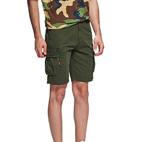 Men's Cargo Shorts Loose Casual Multi-Poshortset Classic Fit Short Army Green - Thumbnail 2