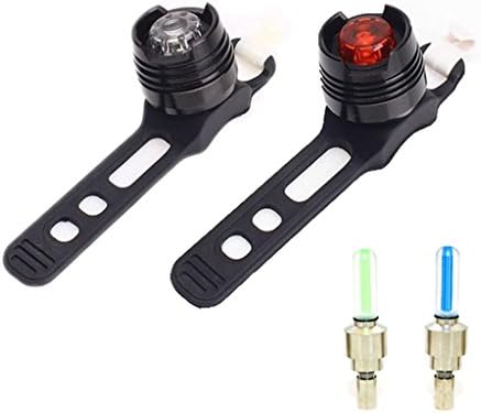 Front and Rear Aluminum LED Bike Light Set 2 Valve Wheels Lights-2 Waterproof High Intensity Multi-Purpose Rear Bike Light for Bicycle,Fits All Bicycles, Easy Install, Water Resistant