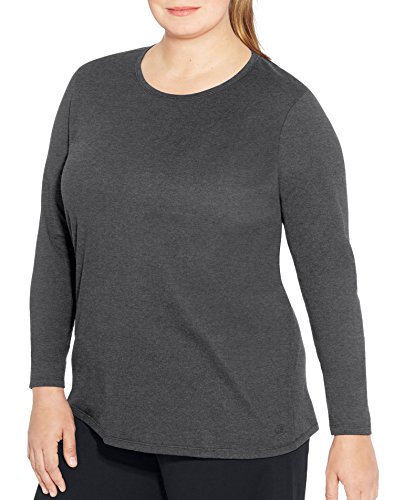 Champion Women's Plus-Size Jersey Long Sleeve Tee, Granite Heather 1X