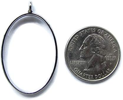 5 Silver Oval Open Bezels for Resin, Open Back Bezel Pendant Blanks for Jewelry Making