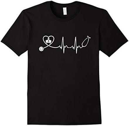 Mens Nurse Stethoscope Heartbeat T-Shirt Medium Black