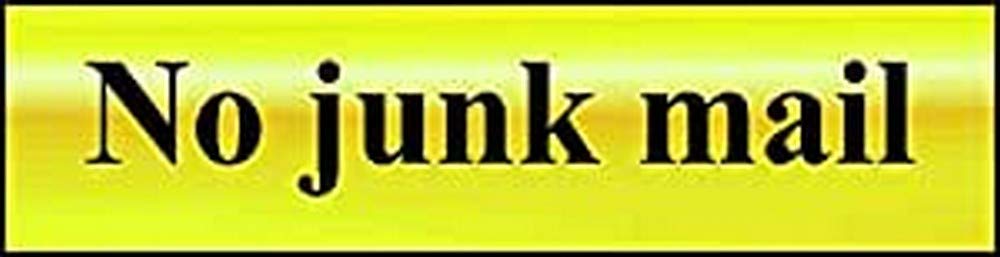 No Junk Mail Sign - Self-Adhesive PVC - Polished Gold Effect - 200mm x 50mm