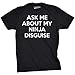 Crazy Dog Youth Ask Me About My Ninja Disguise T Shirt Funny Funny Flip Up Shirt with Sayings Costume Novelty Tee for Kids Black M