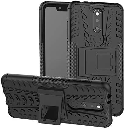 Nokia 5.1 Plus Case, Nokia X5 Case, Lwaisy Heavy Duty Shockproof 2 in 1 Hybrid Rugged Hard PC Cover Soft TPU Bumper Protective Case Cover with Kickstand for Nokia 5.1 Plus/Nokia X5, Black