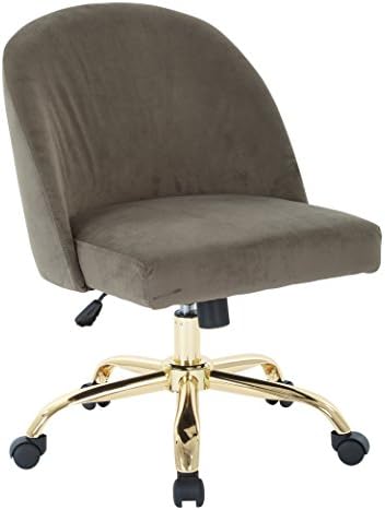 OSP Home Furnishings Layton Mid-Back Adjustable Office Chair with 5-Star Base, Gold Finish and Otter Taupe Velvet