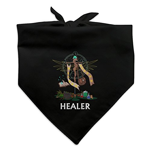 Healer Cleric RPG MMORPG Class Role Playing Game Dog Pet Bandana - Black