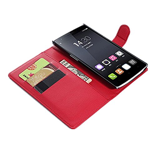 Turproâ„¢ Wallet Case for OnePlus One, PU Leather Flip Classical Stand Case Cover with Card Holders for One Plus One (Red)