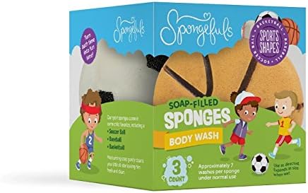 Sports Shape Soap Bath Sponges Basketball Baseball Soccer Shapes Tear Free Hypoallergenic Spongefuls