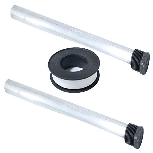 Osring 2pcs Water Heater Anode Rods, 9.25 Inch Magnesium Anode Rod Bar for RV Hot Water Heater Tank with Teflon Tape, Triple Defense Against Water Odor, Inner-Wall Rust and Corrosion