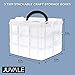 Juvale 3-Tier Bead Organizer Box - 6x6x5 In, Clear Plastic Container with Dividers - Adjustable Sections for Bead Storage & Earring Storage - Craft Container & Jewelry Box Organizer