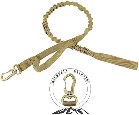 POWER PARACORD Bungee Dog Leash Tactical Control Training Lead Zero Shock with Handle Heavy Duty Shock Absorbing Adjustable Nylon Rope for Medium and Large Dogs/Pets 41" to 54" (Kahki)