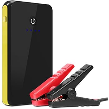 Multifunction Emergency Car Jump Starter, MoKo Portable 8000mAh Power Bank External Battery Charger, 400A Car Jumper Booster for 12V Autos, with LED Flashlight, USB Charging & Smart Clamps, Yellow