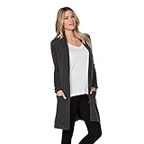 Barefoot Dreams Bamboo Chic Lite Essential Long Cardi, Color: Carbon, Large
