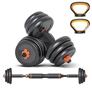 6 in 1 Set Kettlebell & Halters & Barbell, Set van 25 kg Verstelbare Dumbbell Gewichten, vier Fitnessmodi, Perfect voor…