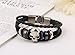 MORE FUN Punk Style Alloy Button Leather Two Black Handmade Braided Rope Bracelet (Skull Head)…
