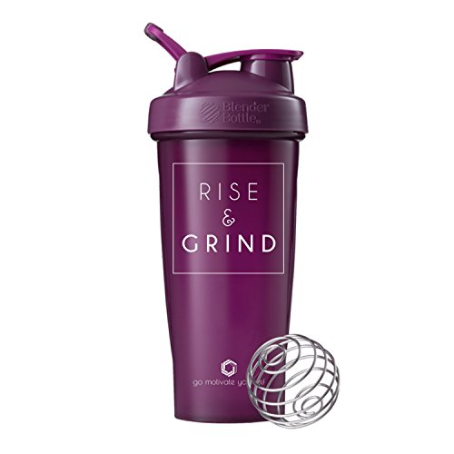 Rise & Grind Blender Bottle Shaker Cup, 28oz Classic Blender Bottles (Plum - 28oz)