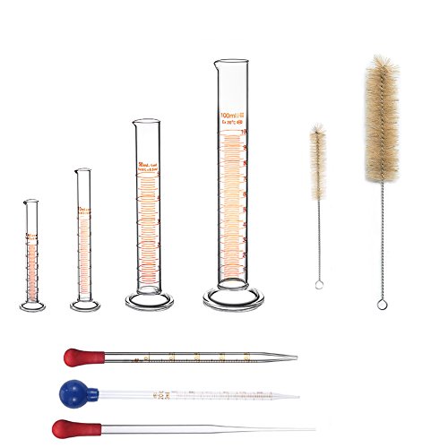 Thick Glass Graduated Measuring Cylinder Set 5ml 10ml 50ml 100ml with