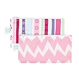 Bumkins Reusable Snack Bag Small 2 Pack, Ribbon & Pink Chevron (G9)