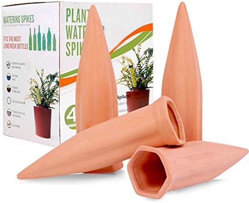 IFREE Plant Watering Devices, Automatic Vacation Plant Watering Devices,Terracotta Wine Bottle Stake Set, Slow Release Self Irrigation Watering System, Perfect for Indoor Outdoor Plants 4 Pack (4)