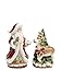 Fine Ceramic Victorian Santa with Reindeer Christmas Tree Salt & Pepper Shakers Set, 4 3/8