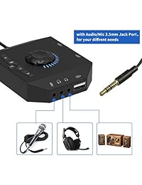 Hub USB con adaptador de audio, tarjeta de sonido externa de Tendak con conector de micrófono de auriculares de 0.138 in y control de volumen, concentrador USB de 3 puertos para ordenador portátil, PC, disco duro