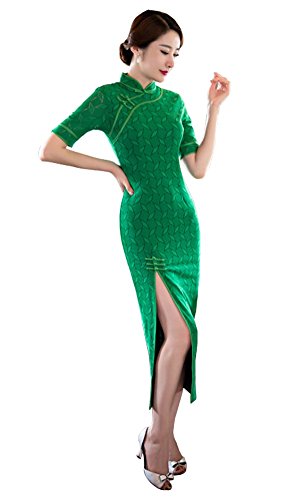 Angcoco Women's Cap Sleeve Retro Style Maxi Cheongsam Dress China Qipao