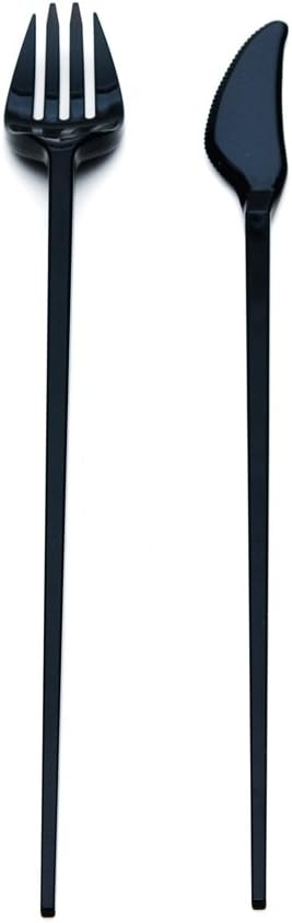 Chop Chops All-In-One Combo Personal Flatware Utensil Fork Knife & Chopsticks Utensils Set Made of Durable Plastic Perfect for Travel Multi Purpose (Black)