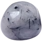 Erliway Natural Black Rutilated Quartz Tumbled Stones and Crystals, 0.8-1.2"