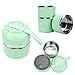 WORTHBUY Stackable Bento Lunch Box Thermal Containers for Hot Food Stainless Steel Leakproof Food Storage Containers with Insulated Lunch Bag for Adult and Office (Green, 3-Layer)