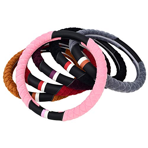 Cxtiy Universal Car Steering Wheel Cover Fluffy Winter Plush Steering Wheel Cover (A-Pink) - Thumbnail 5