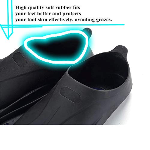 AmazeFan Swim Fins Snorkel Fins, Short-Blade Fluid Mechanics Design, Soft and Comfort Wearing Feeling, One Pair (US M 1.5-3/W 2.5-3.5)