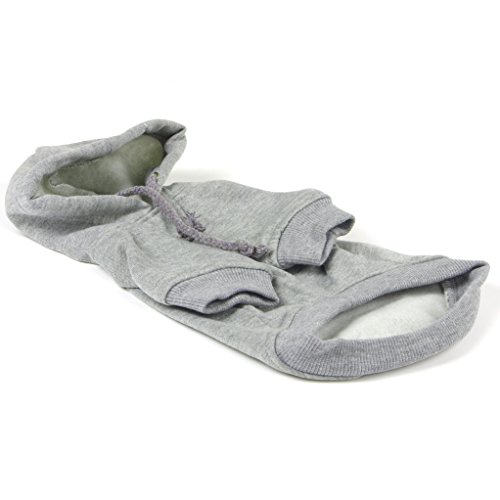 PET LIFE 'American Classic' Designer Fashion Plush Cotton Pet Dog Hooded Sweater Hoodie, Small, Grey