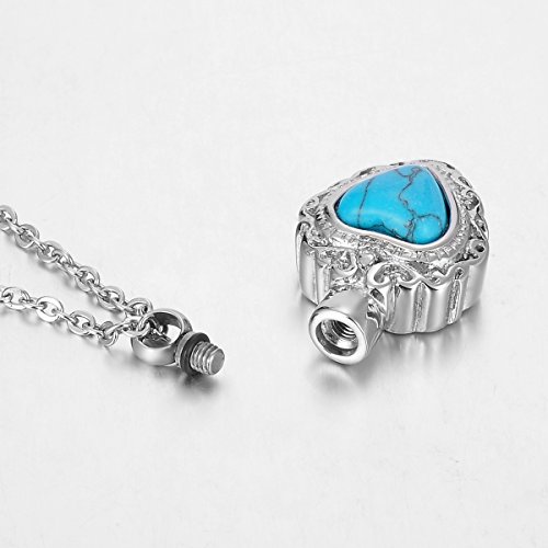 Valyria Turquoise Heart Cremation Urn Pendant Memorial Ash