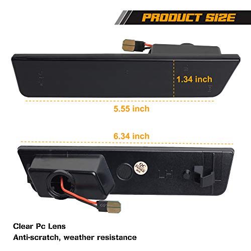 RUXIFEY Sequential LED Side Marker Lights Smoked Front Sidemarker Compatible with Dodge Challenger 2008 to 2014 Amber - Pack of 2