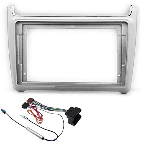 Sound-way - 9" inch in dash car stereo adapter mounting fascia kit for Volkswagen Polo 2009-2017 silver